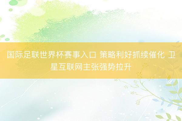 国际足联世界杯赛事入口 策略利好抓续催化 卫星互联网主张强势拉升