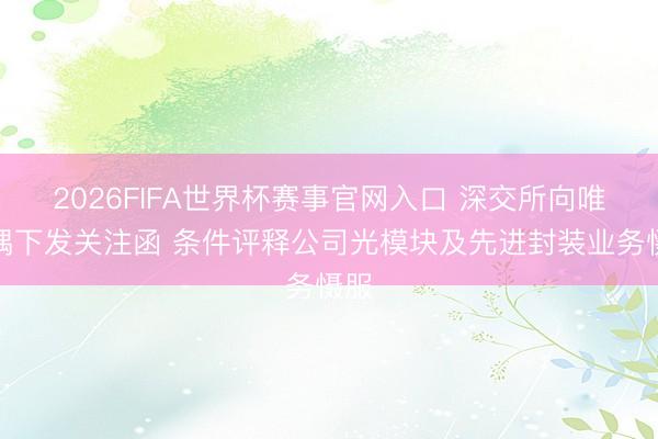 2026FIFA世界杯赛事官网入口 深交所向唯特偶下发关注函 条件评释公司光模块及先进封装业务慑服