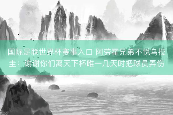 国际足联世界杯赛事入口 阿劳霍兄弟不悦乌拉圭:谢谢你们离天下杯唯一几天时把球员弄伤