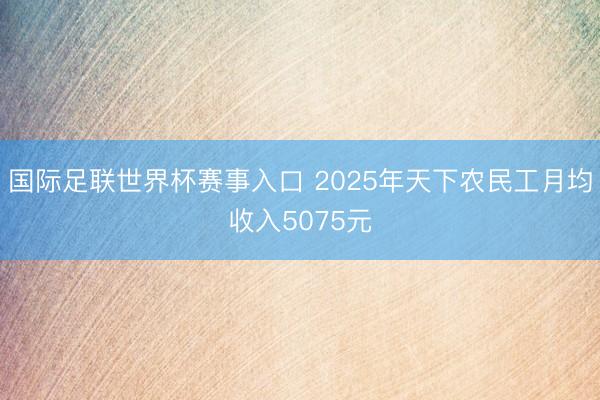 国际足联世界杯赛事入口 2025年天下农民工月均收入5075元