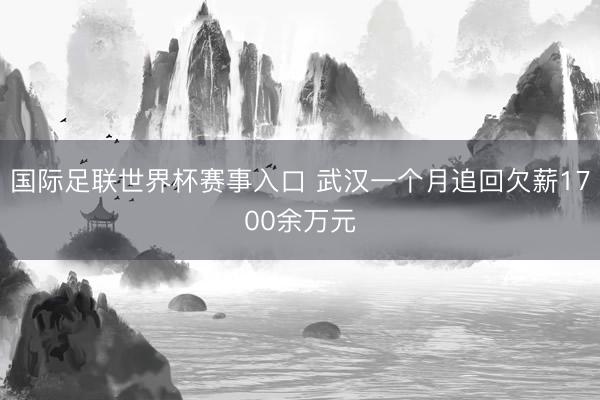 国际足联世界杯赛事入口 武汉一个月追回欠薪1700余万元